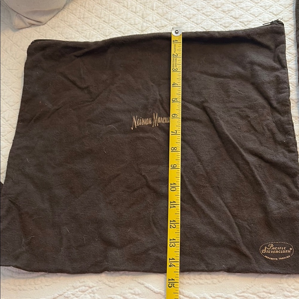 Neiman Marcus Pacific Silvercloth Dark Brown silver/silver plate 3 zipper bags - Picture 5 of 13